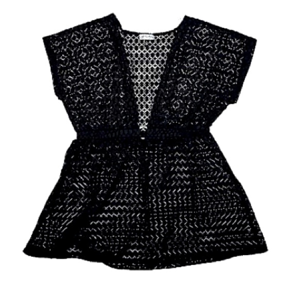 J. Valdi, black XL swim coverup, with plunging neckline, in VGUC